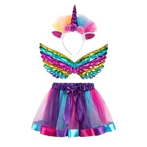 Unicorn Costume 2-5 Yrs Purple Tutu Wings & Headband Ballet Princess Dress Up